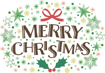 クリスマスリース風のメリークリスマスメッセージのベクター画像・merry christmas