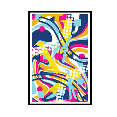 Abstract themed vector handwritten drawings with bright and colorful design art illustration style