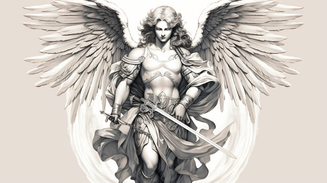 Archangel Michael in Neoclassical Style with Clean