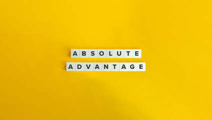 Absolute Advantage Economic Term. Letter Tiles on Yellow Background. Minimal Aesthetic. - obrazy, fototapety, plakaty