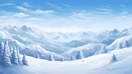 Craft a breathtaking snowflakes wallpaper featuring majestic mountain peaks cloaked in fresh snow, with detailed flakes cascading from the crisp, clear sky.