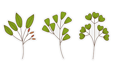 Obraz premium Spring stickers, flowers, floral and leaf stickers for scrapbooking, planner, greeting card and more.