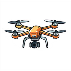 Drone icon logo template of flying drone with action camera vector illustration