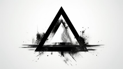 Futuritic triangle image in black and white colors and white background - obrazy, fototapety, plakaty