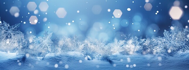 Fototapeta na wymiar blue christmas snowy background