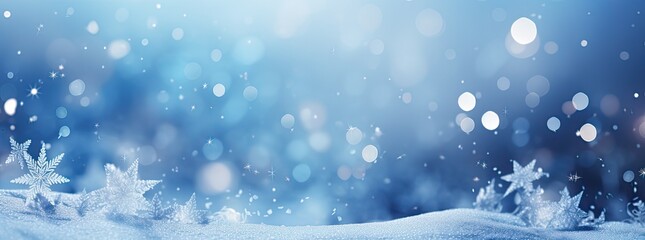 blue christmas snowy background - obrazy, fototapety, plakaty