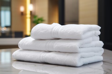 A set of white towers of towels for shower