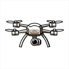 Drone icon logo template of flying drone with action camera vector illustration