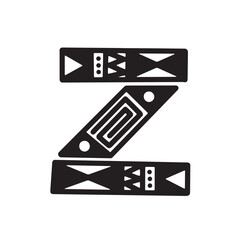 Graffiti aztec alphabet abjad A-Z in style theme handwriting art illustration design vector