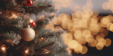 Obraz na płótnie Canvas Close up of a Christmas tree with lights