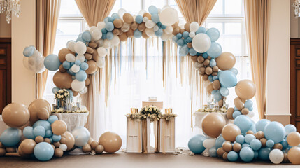 Obraz na płótnie Canvas Autumn themed wedding reception with arch balloons