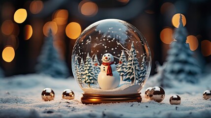 Christmas Snow Globe With Snow Man. Christmas snow globe. Generative AI