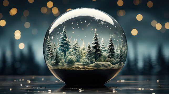 Empty Christmas snow globe. Christmas snow globe. Generative AI