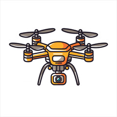 Drone icon logo template of flying drone with action camera vector illustration