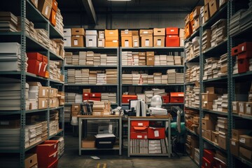 Fototapeta premium Document and paperwork file store. Generative AI