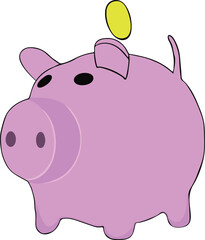 Savings pig bank Pink Piggy Money, finance Vector illustration Eps file Graphic design element 