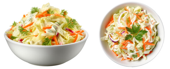 Coleslaw bundle (top view and side view) isolated on white background