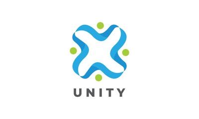 Unity circle line logo vector link infinity connection technology spiral connect corporation business future innovation technology