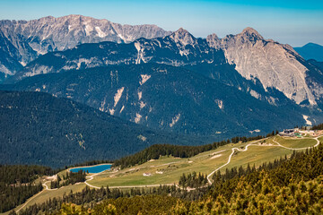 Alpine summer view at Mount Haermelekopf, Rosshuette, Seefeld, Tyrol, Austria