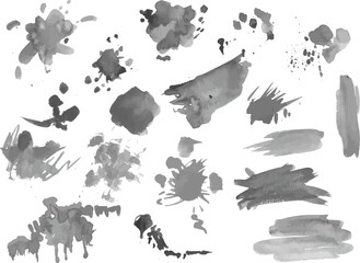 Vector Watercolor painted splatters. Hand drawn design elements isolated on white background.