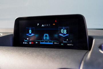 car​ instrument panel, car​ speed motor of​ night, car​ dashboard​ modern​ automobile control​illuminated panel​ speed display.