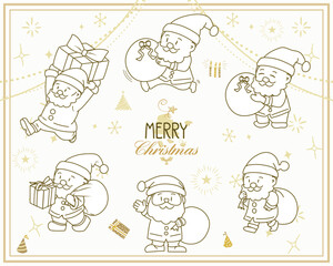 手描きサンタクロースキャラクターのクリスマスコレクション
