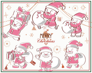 手描きサンタクロースキャラクターのクリスマスコレクション
