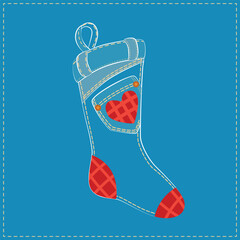 Christmas tree decoration, Christmas sock. The decoration is sewn by hand from jeans, denim. Christmas Denim Collection
