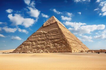 Fototapeta na wymiar Pyramid of Khafre in Giza, Cairo, Egypt, The Great Pyramid of Khafre or Pyramid of Khafre in Giza, Egypt, AI Generated