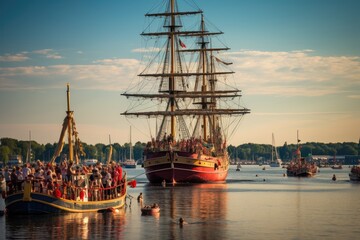 The Tall Ships Races is an annual event that takes place in Kiel, The Kieler Woche is performing during the 125th Kiel Week, AI Generated