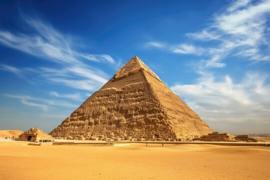 pyramid of Khafre in Giza, Cairo, Egypt, The Great Pyramid of Khafre or Pyramid of Khafre in Giza, Egypt, AI Generated