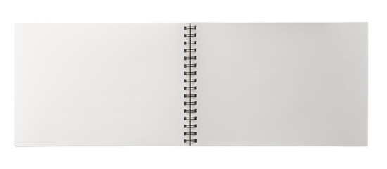 Open paper notebook with coil binding. Spiral bound journal. Realistic, photography, isolated on white background. - obrazy, fototapety, plakaty
