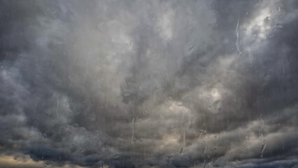 heavy rain on sky with clouds - nice weather bg - photo of nature
