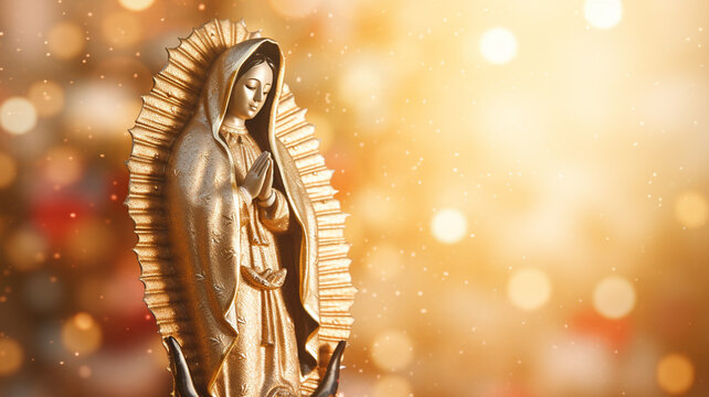 Statue of Saint Mary of Guadalupe (Virgen de Guadalupe) in honor of the celebration of the Mexican holiday of December 12
