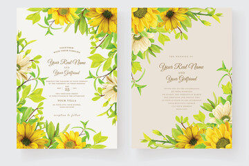 invitation card with sunflower floral design