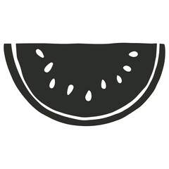 Sliced watermelon silhouette flat illustration