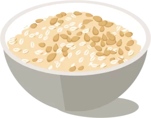 Fotobehang clipart of  a bowl of oatmeal in pastel color illustration in transparant background  © AgungRikhi