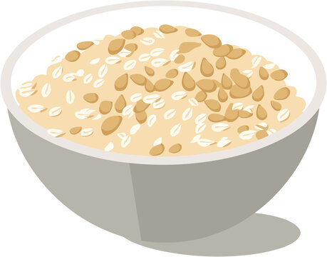 recommend clip art: clipart of  a bowl of oatmeal in pastel color illustration in transparant background 