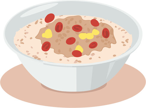 recommend clip art: clipart of  a bowl of oatmeal in pastel color illustration in transparant background 