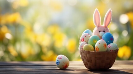 easter eggs and bunny  generated by AI