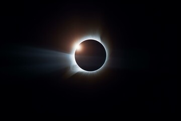 Total solar eclipse on dark background. Generative AI - obrazy, fototapety, plakaty