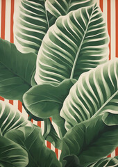 Jungle illustration exotic tropic texture green nature background leaves summer plant pattern - obrazy, fototapety, plakaty