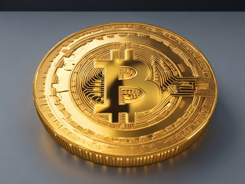 Cryptocurrency bitcoin golden coin crypro mining concept