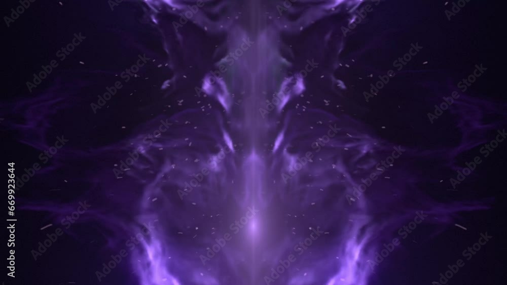 Poster Tongues of purple magical flames. 3d rendering loop animation 4K