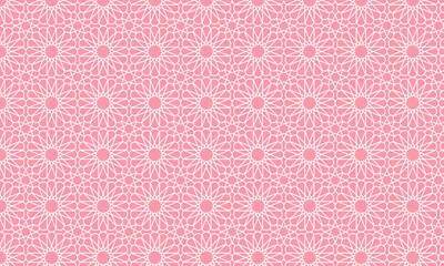 Islamic Geomteric Pattern Background with light red color for wall of building or other