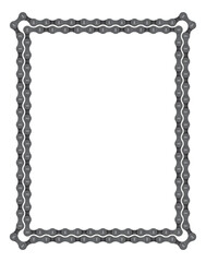 Vector template double frame of realistic bicycle chain. Vertical. Isolated on white background