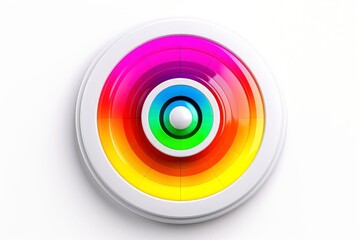 Abstract high tech multicolor button on white background
