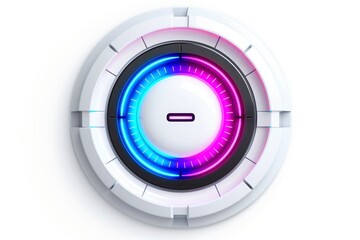 Abstract high tech multicolor button on white background