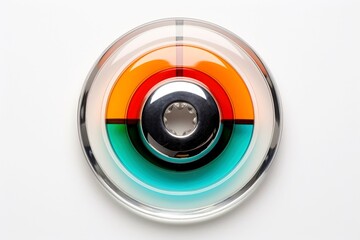 Abstract high tech multicolor button on white background