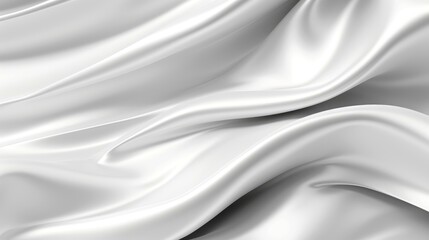 Obraz premium Close up of silver silk background, Abstract white cloth fabric wave